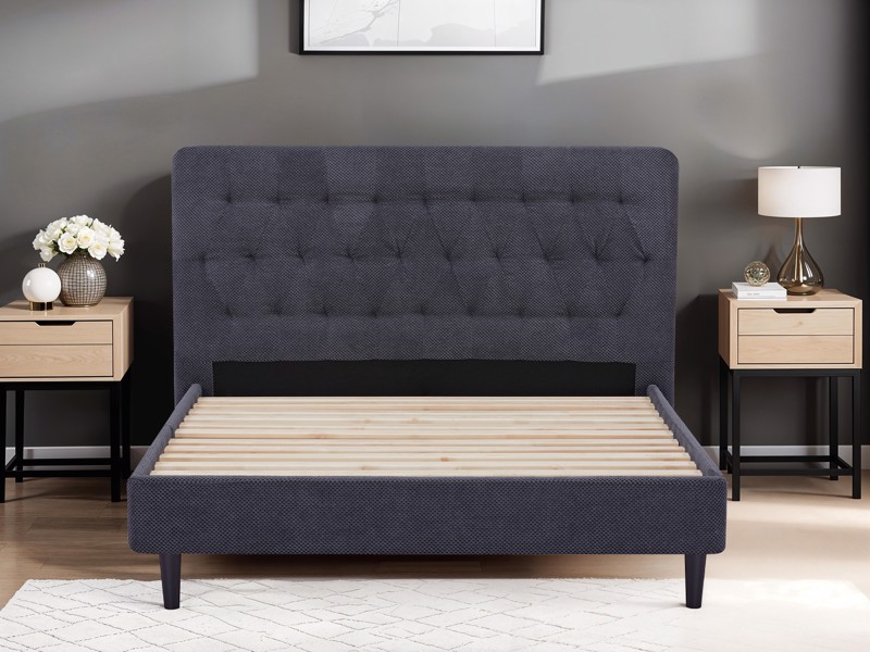 Breasley Penthouse Dark Grey Fabric Bed Frame