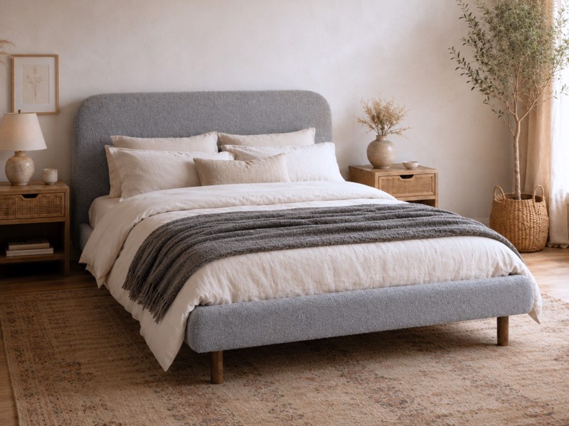 Land Of Beds Emery Grey Fabric Bed Frame
