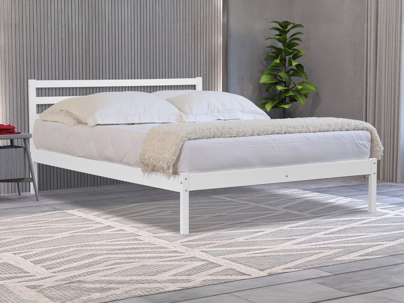 Land Of Beds Paxton White Wooden Double Bed Frame