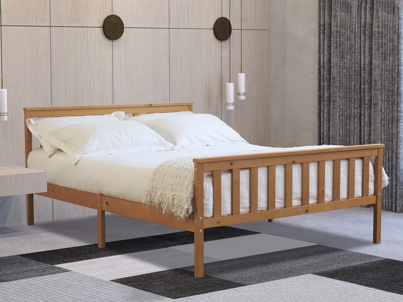 Land Of Beds Lannister Oak Finish Wooden Bed Frame