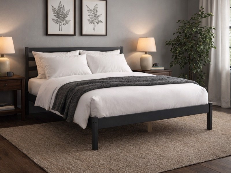 Land Of Beds Byron Black Wooden Bed Frame