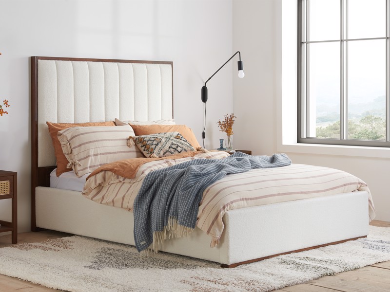 Land Of Beds Elsey White Fabric Double Bed Frame