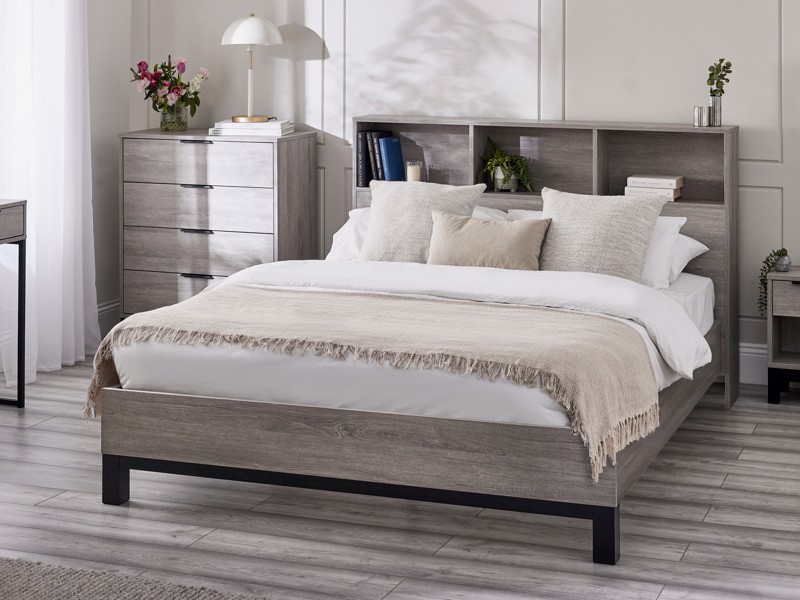 Land Of Beds Samson Grey Oak Finish Single Bed Frame