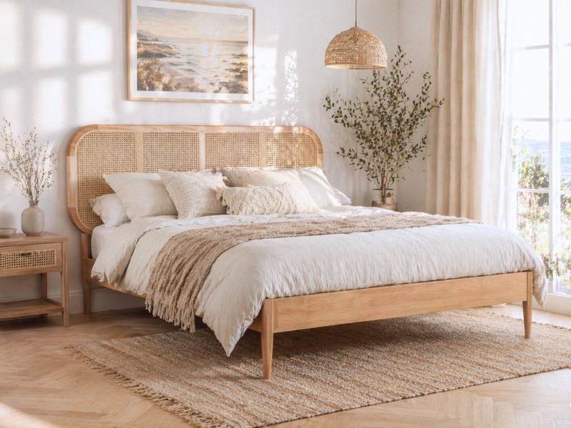 Land Of Beds Brisbane Rattan Oak Bed Frame