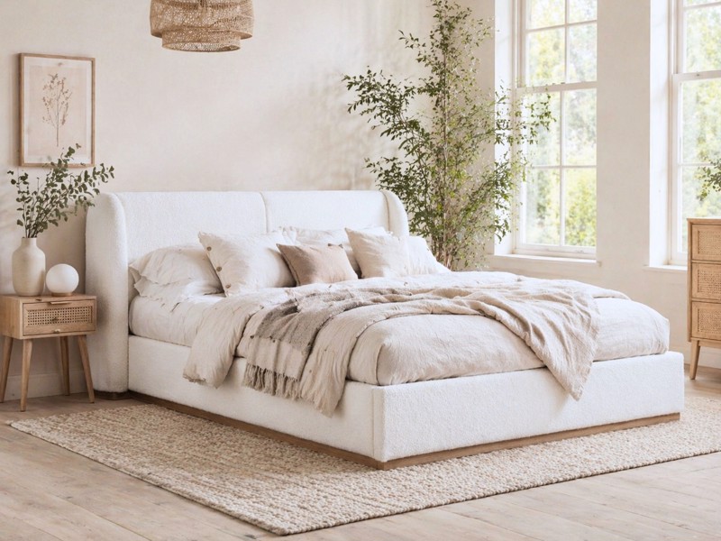 Land Of Beds Albany White Fabric King Size Bed Frame