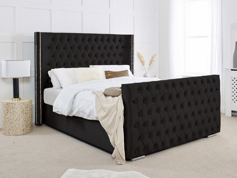 Land Of Beds Super King Size - CLEARANCE STOCK - Plush Black Eve Fabric Bed Frame