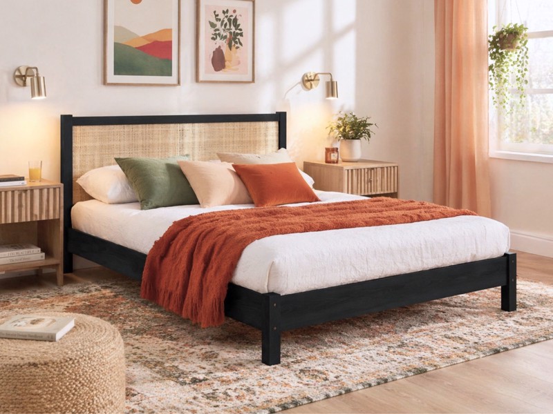 Land Of Beds Alessa Black Wooden Bed Frame