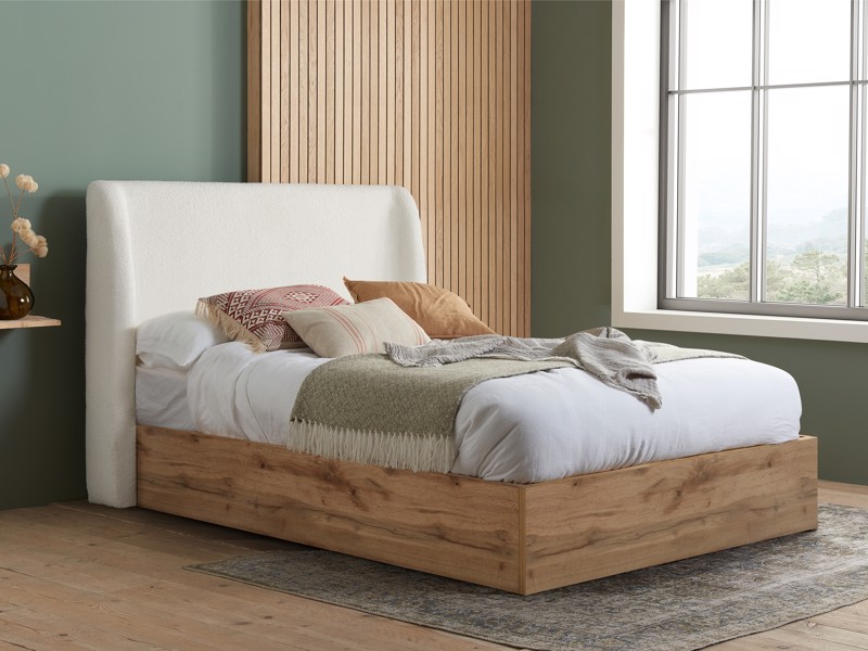 Land Of Beds Marla White Fabric King Size Ottoman Bed