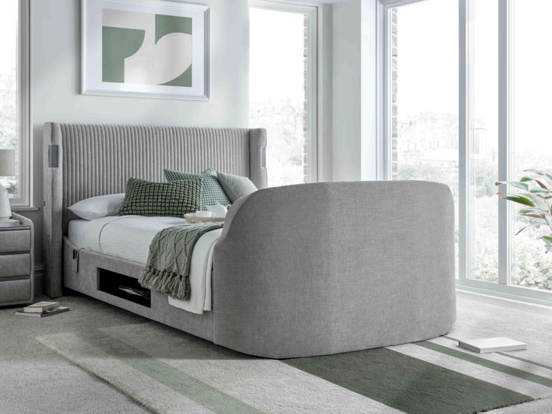 Land Of Beds Hayes Light Grey Fabric TV Bed