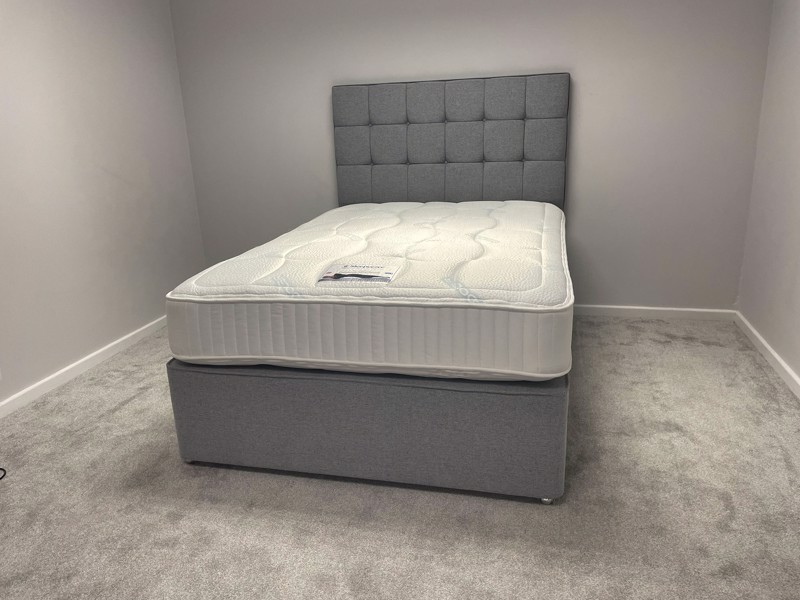 Sleepeezee Double Size - CLEARANCE - Ex-Showroom - Joshua Ash Jasmine Headboard and Dual Seasons Divan Bed