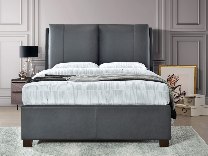 Land Of Beds Double Size - CLEARANCE STOCK - Henley Grey Fabric Ottoman Bed