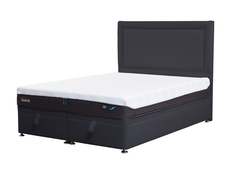 Tempur Super King Size - CLEARANCE STOCK - Venice Anthracite Marlow Headboard and Buckingham Ottoman Bed
