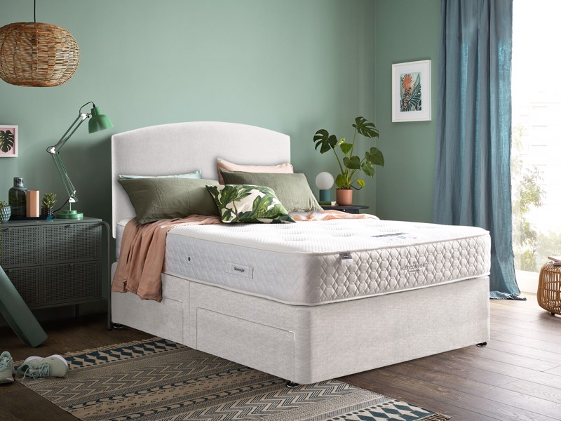 Silentnight Single Size - CLEARANCE STOCK - Weave Dove Selene Headboard and Amelia Divan Bed