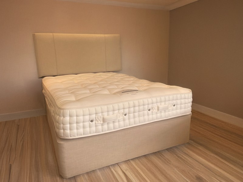 Harrison Spinks Double Size - CLEARANCE STOCK - Ex-Showroom - Italiano Limestone Deco Headboard and Topaz Divan Bed