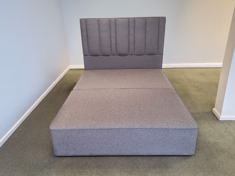 Hypnos King Size - CLEARANCE - Ex-Showroom Tweed Grey Harriet Headboard and Bed Base