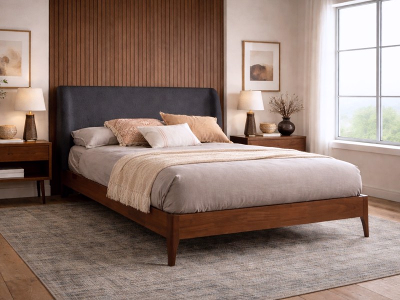 Land Of Beds Marla Grey Fabric Bed Frame