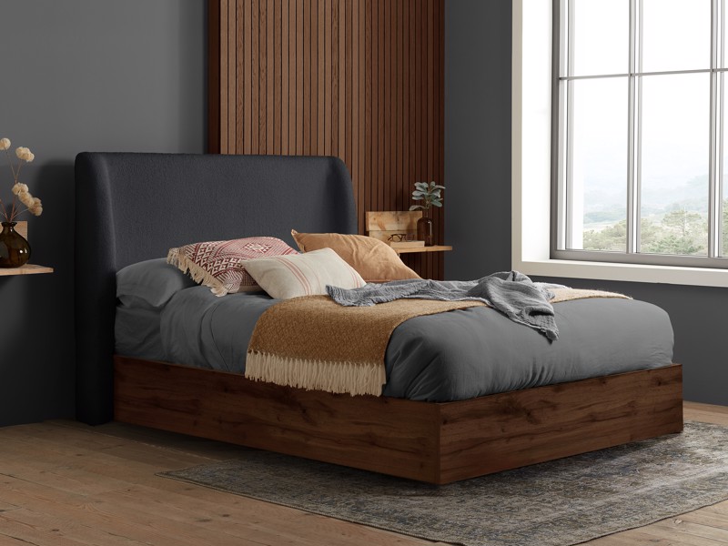 Land Of Beds Marla Grey Fabric King Size Ottoman Bed