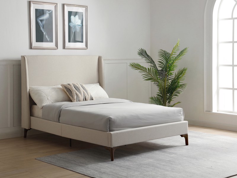 Land Of Beds King Size - CLEARANCE STOCK - Eden Beige Fabric Bed Frame