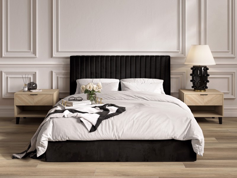 Land Of Beds Mia Black Fabric King Size Ottoman Bed