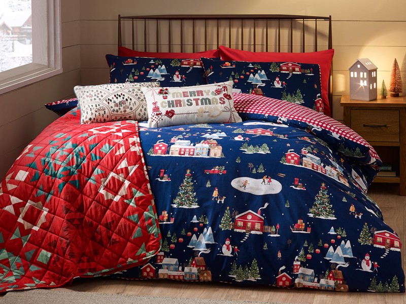Catherine Lansfield Christmas Ski Village Duvet Cover Set