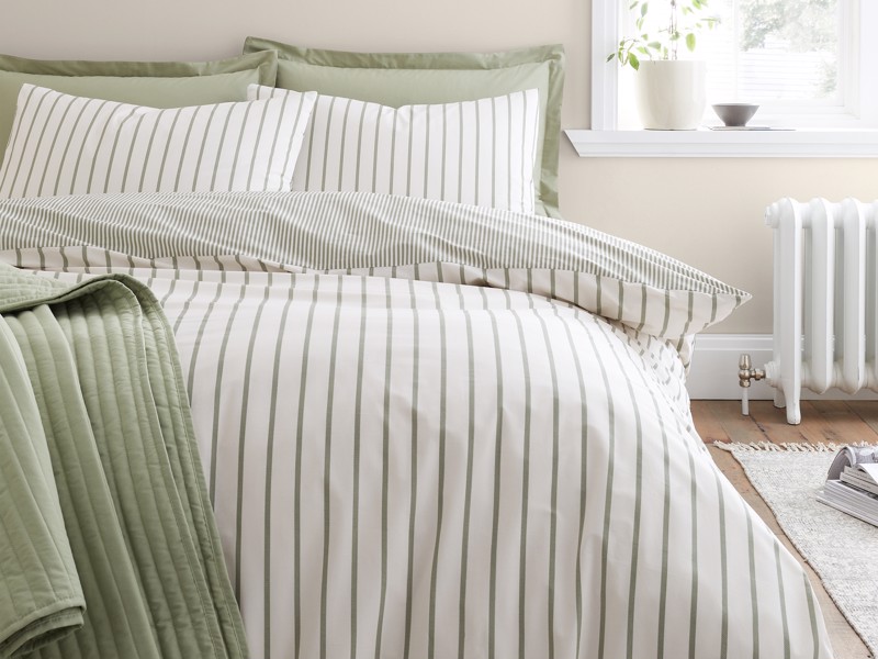 Bianca Fine Linens Hampton Stripe Green Duvet Cover Set