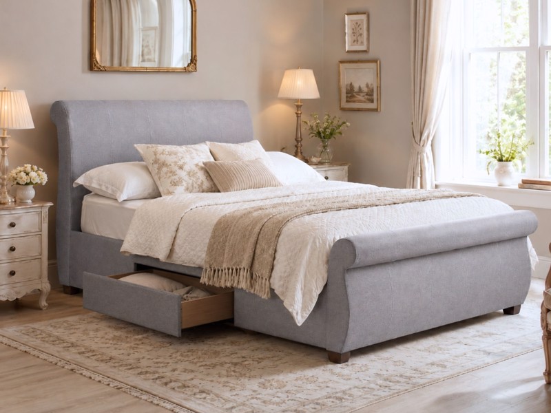 Land Of Beds Lily Grey Fabric Bed Frame