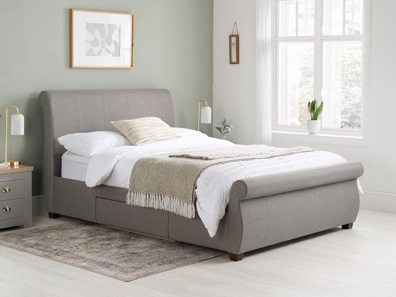 Land Of Beds Lily Grey Fabric King Size Bed Frame