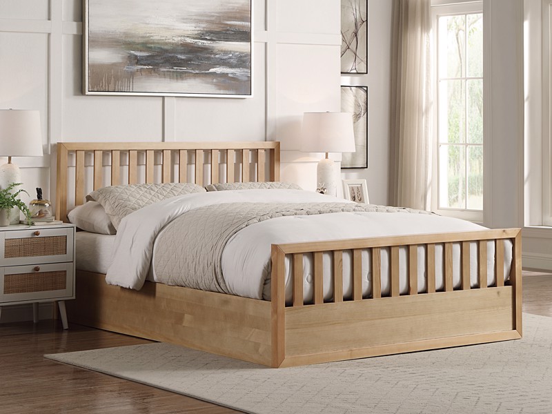 Land Of Beds Lilybrook Oak Finish Wooden Double Ottoman Bed