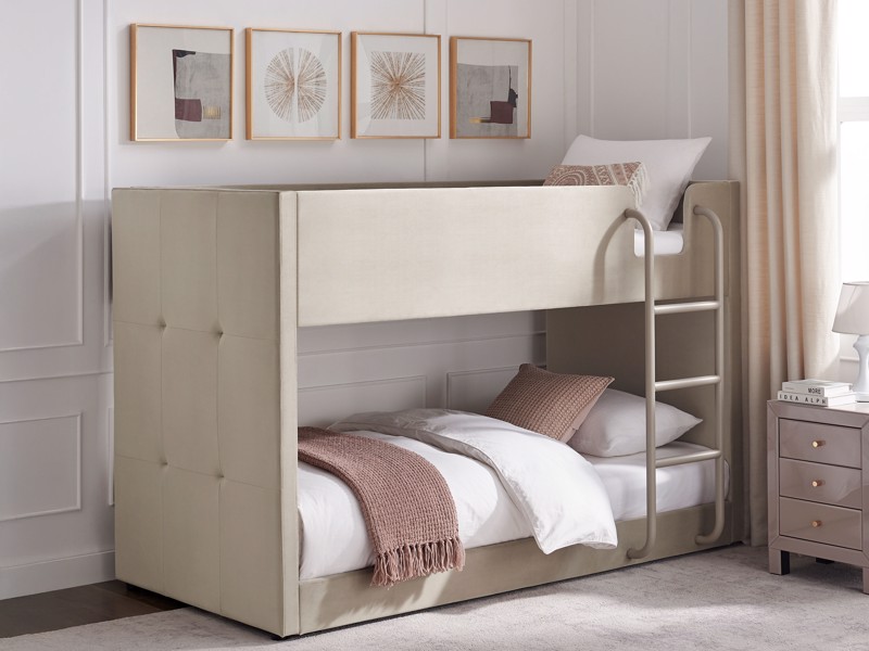 Land Of Beds Willow Taupe Fabric Bunk Bed