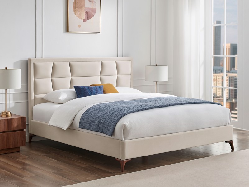Land Of Beds Bloomhurst Natural Fabric Super King Size Bed Frame