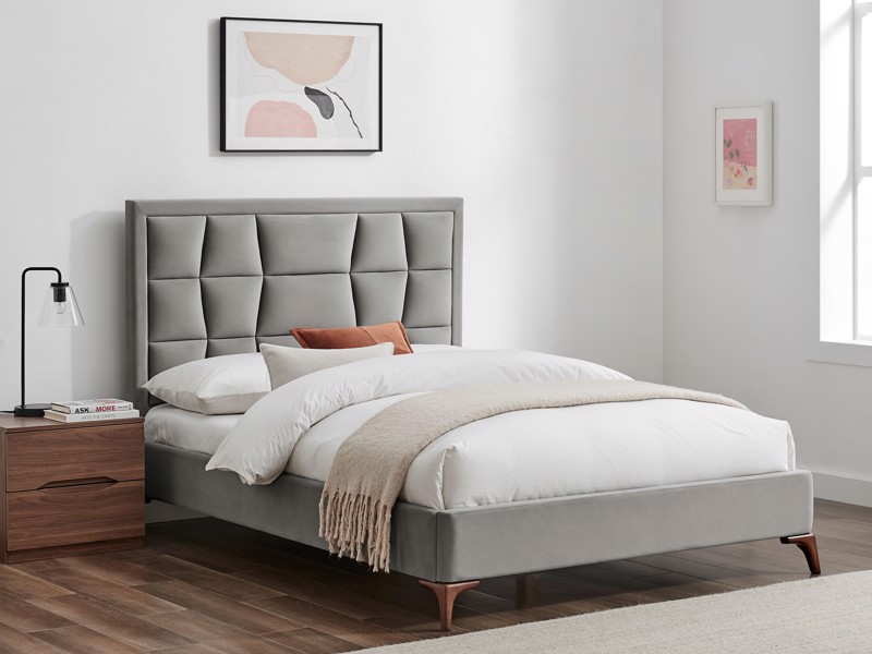 Land Of Beds Bloomhurst Silver Fabric Bed Frame