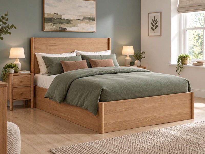 Land Of Beds Rosewood Oak Wooden Ottoman Bed