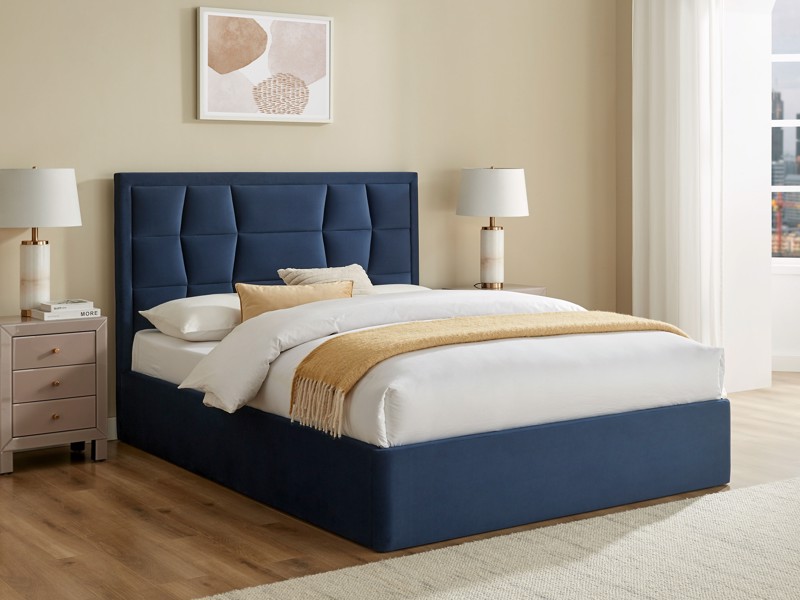 Land Of Beds Bloomhurst Navy Fabric Ottoman Bed