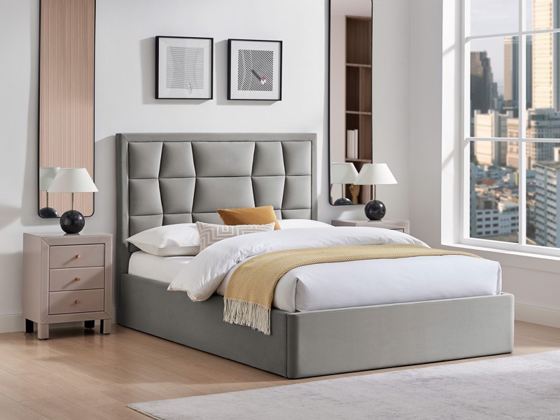 Land Of Beds Bloomhurst Silver Fabric Ottoman Bed
