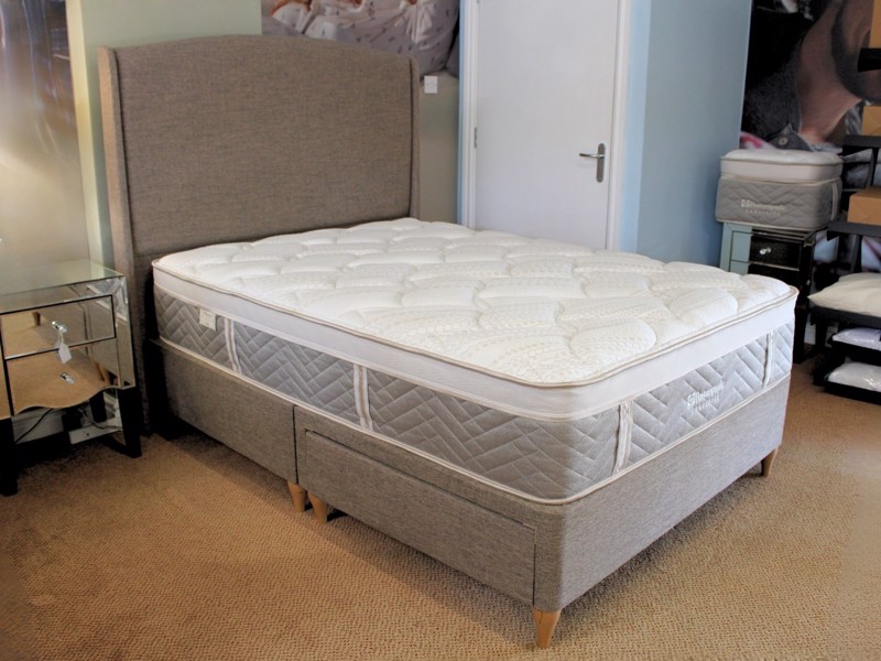 Sealy Double Size - CLEARANCE -Ex-Showroom - Elm Penthouse Headboard and Exquisite Palatial Divan Bed