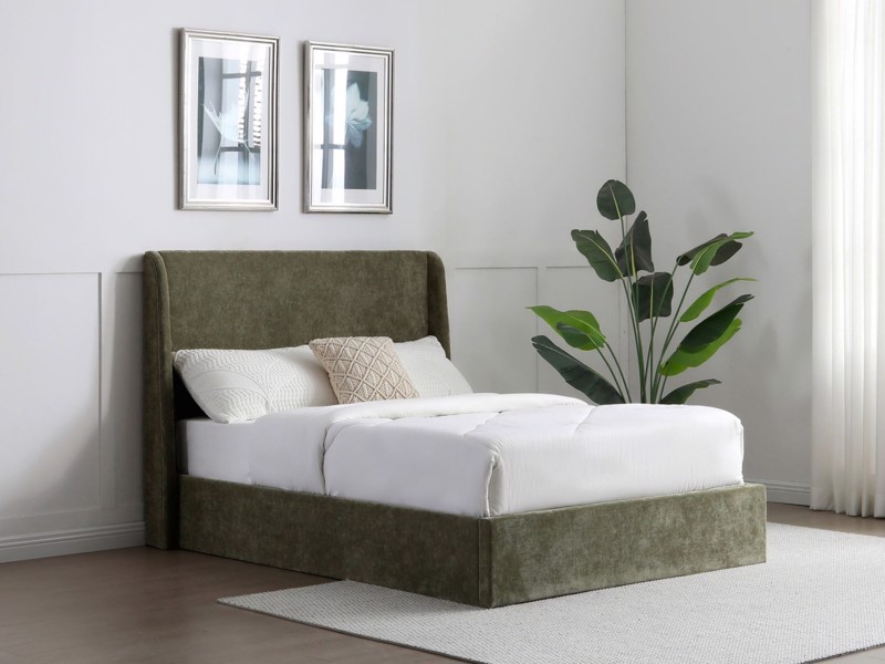 Land Of Beds Eden Olive Fabric Ottoman Bed