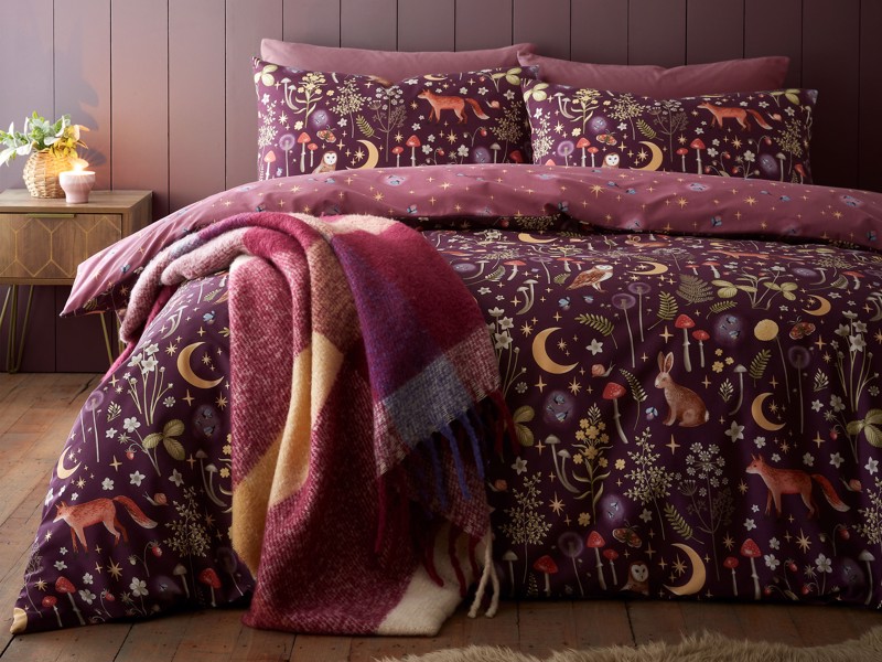 Catherine Lansfield Enchanted Twilight Plum Duvet Cover Set