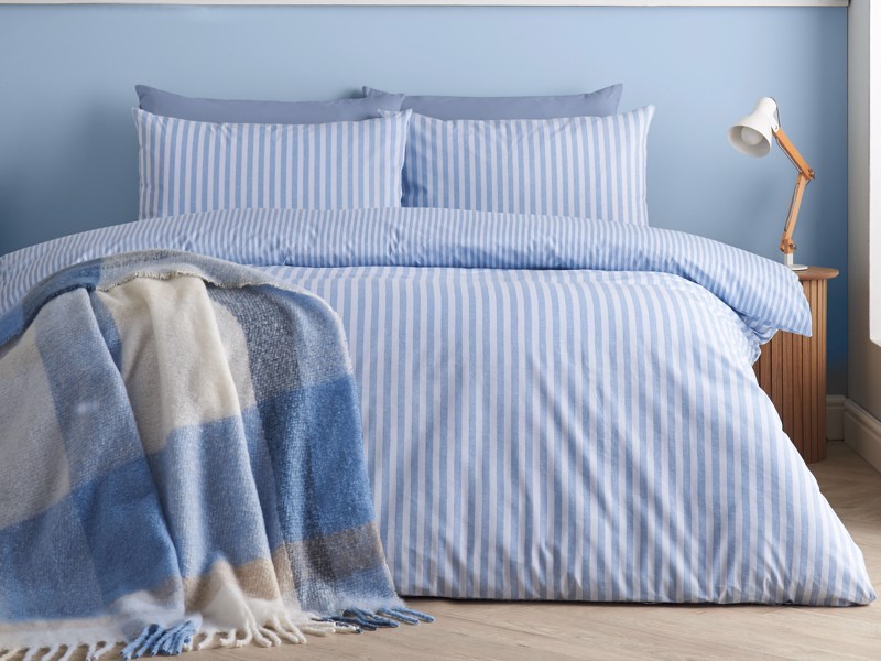 Catherine Lansfield Epping Stripe Blue Duvet Cover Set