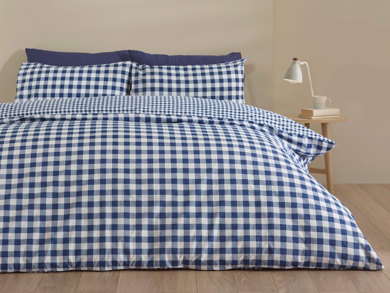 Catherine Lansfield Bamford Gingham Check Navy Duvet Cover Set