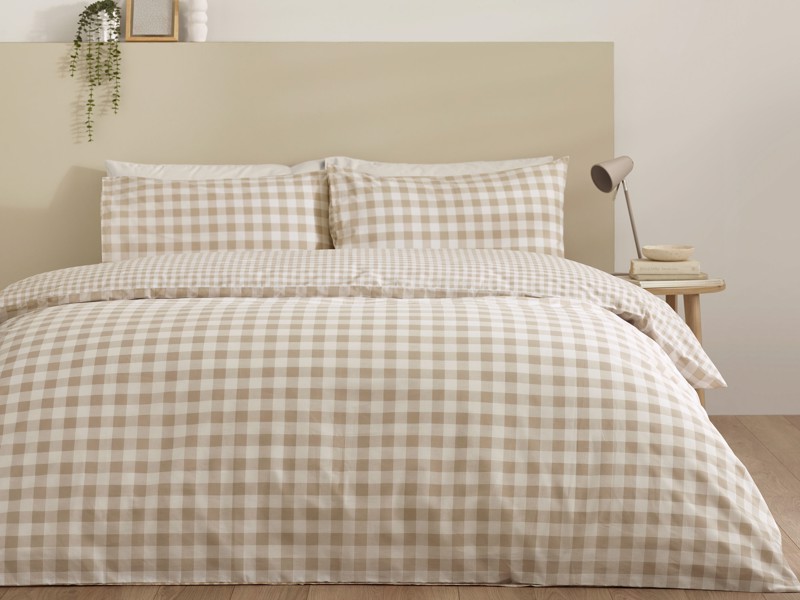Catherine Lansfield Bamford Gingham Check Natural Duvet Cover Set