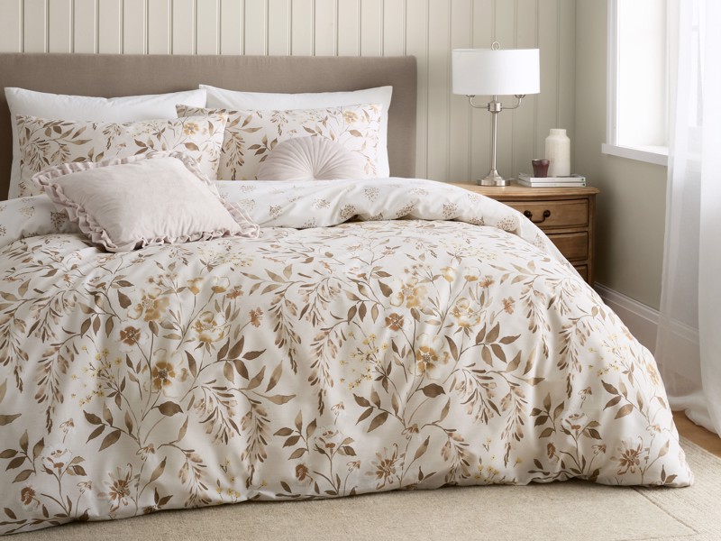 Catherine Lansfield Isadora Floral Natural Single Duvet Cover Set