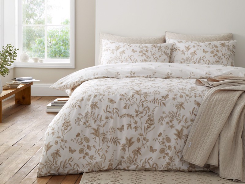 Bianca Fine Linens Thea Floral Natural Duvet Cover Set