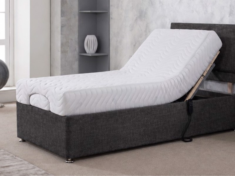 Adjust-A-Bed Adjustable Single Size - CLEARANCE STOCK - Sierra Charcoal Repton Headboard and Ortho Memory Adjustable Bed