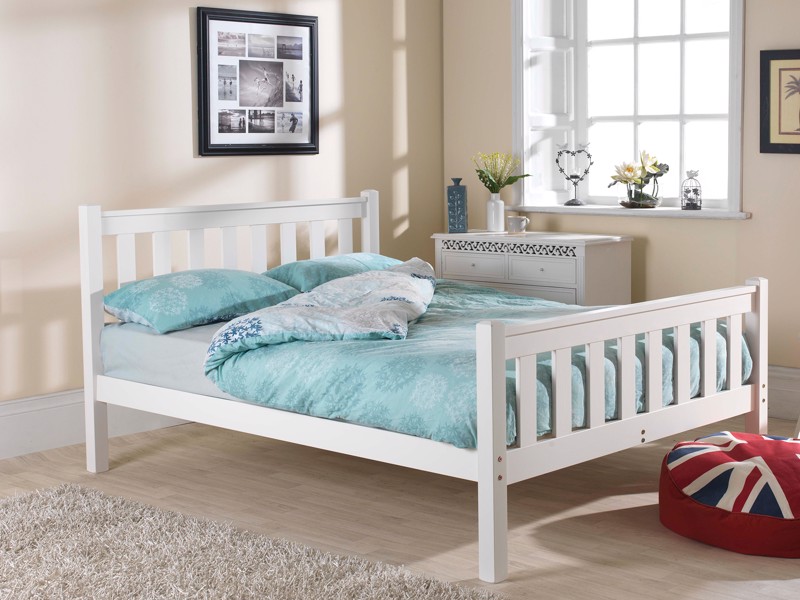 Friendship Mill Shaker White High Footend Wooden Double Bed Frame