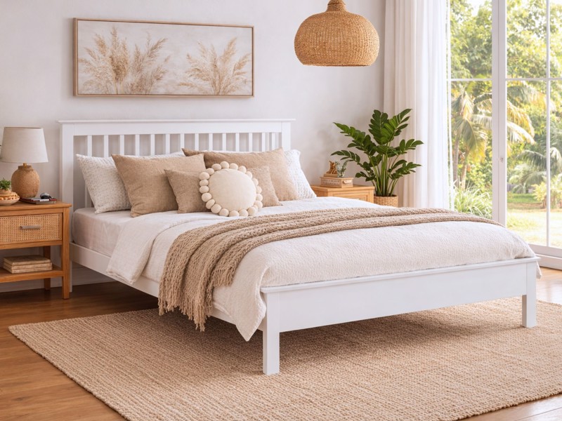 Land Of Beds Pentre White Wooden Bed Frame