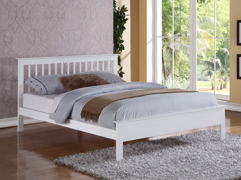 Land Of Beds Pentre White Wooden Small Double Bed Frame