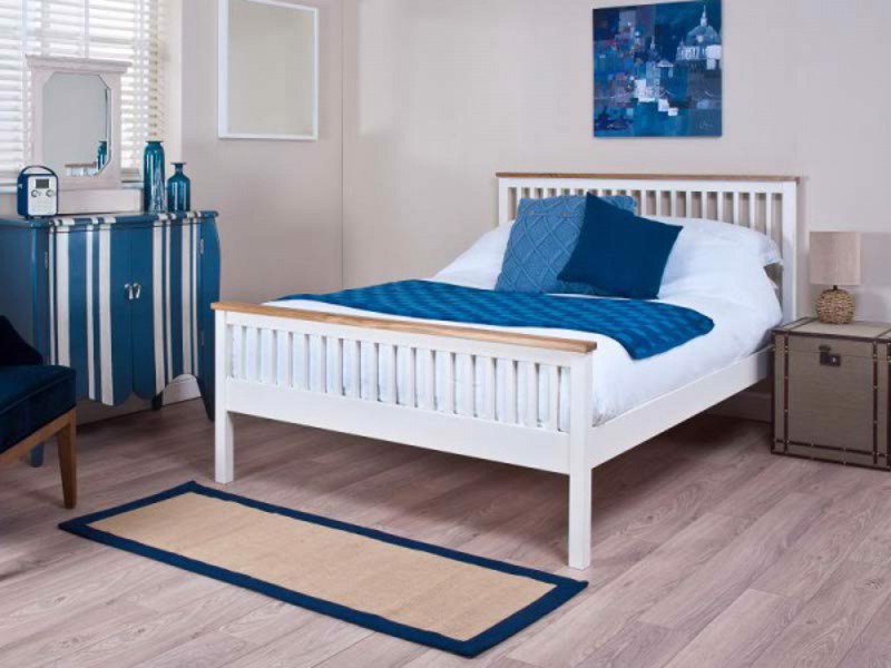 Land Of Beds Hudson White Wooden Bed Frame