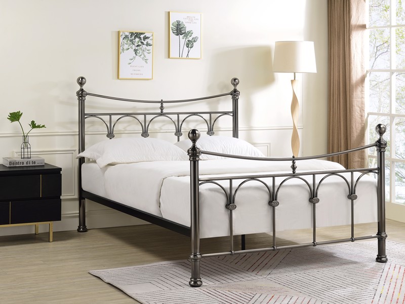 Land Of Beds Gladstone Nickel Metal King Size Bed Frame