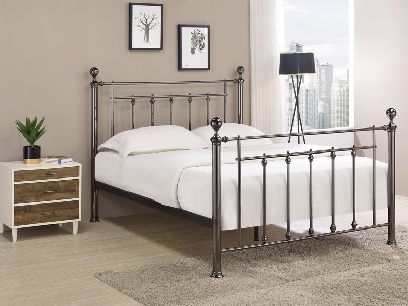 Land Of Beds Lawson Black Metal King Size Bed Frame