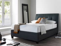 Land Of Beds Kennedy Slate Fabric Double Ottoman Bed
